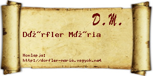 Dörfler Mária névjegykártya